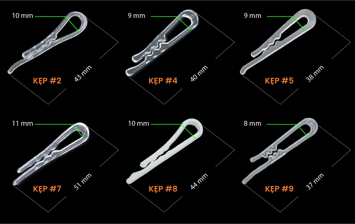 Kích thước kẹp nhựa áo sơ mi có răng