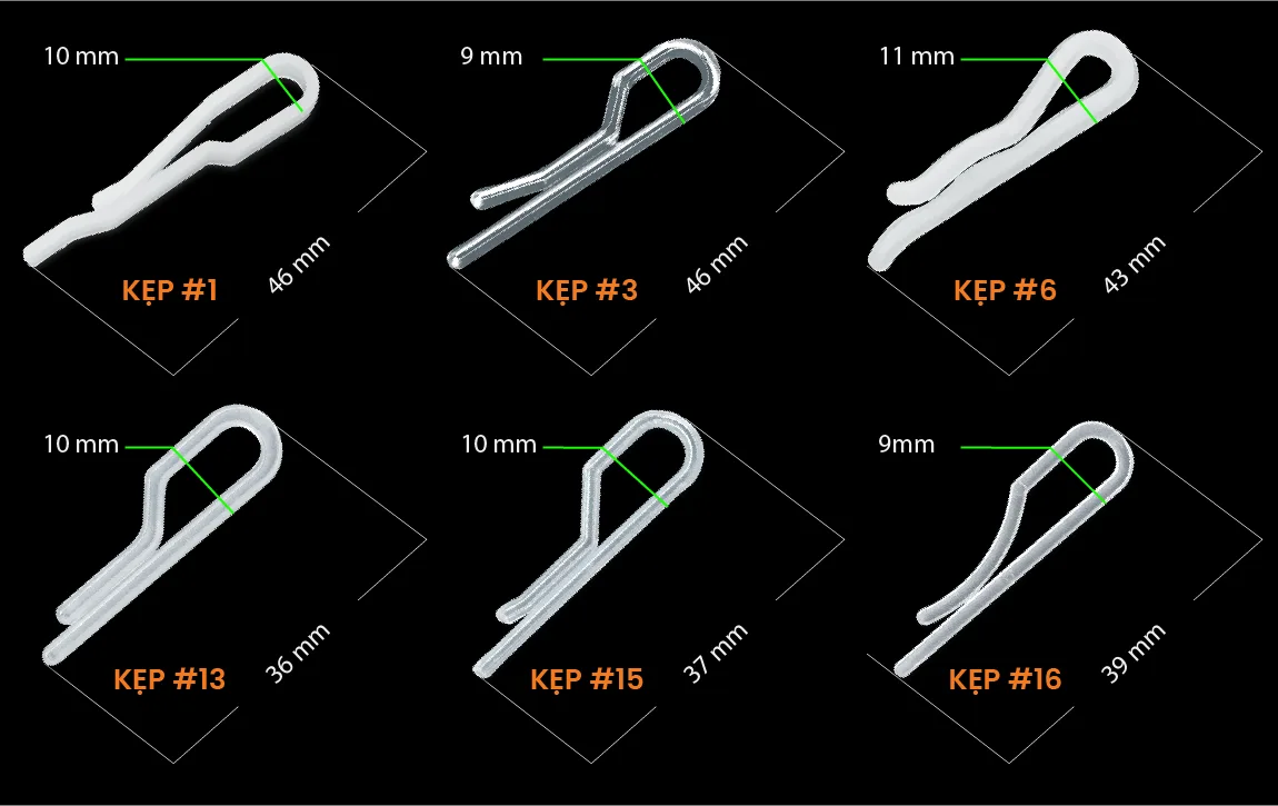 Kích thước kẹp nhựa áo sơ mi không răng